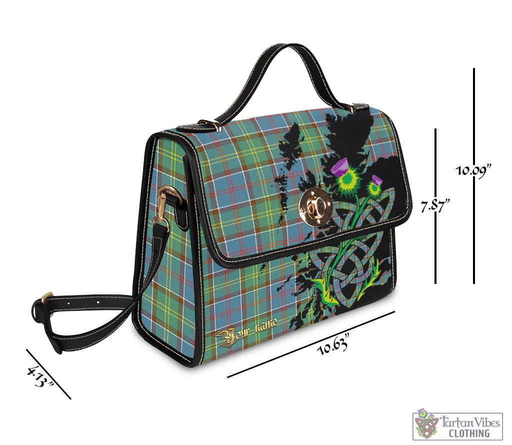 Tartan Vibes Clothing Colville Tartan Waterproof Canvas Bag with Scotland Map and Thistle Celtic Accents