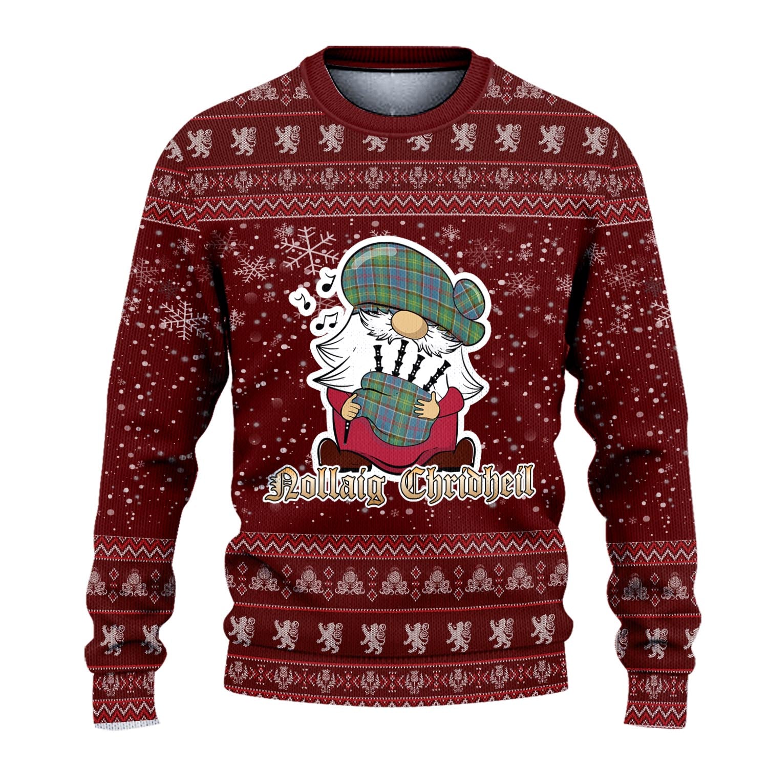 Colville Clan Christmas Family Knitted Sweater with Funny Gnome Playing Bagpipes - Tartanvibesclothing