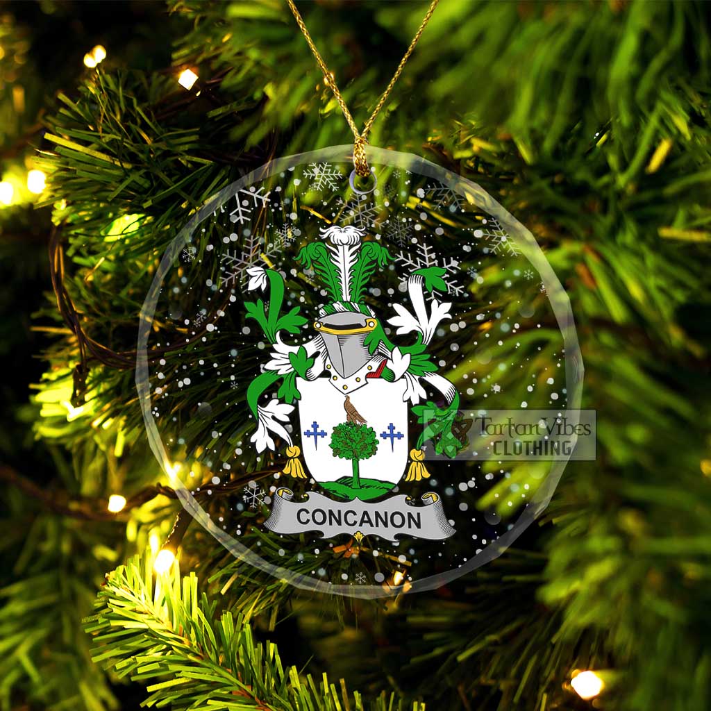 Tartan Vibes Clothing Concanon Irish Clan Christmas Glass Ornament with Coat of Arms