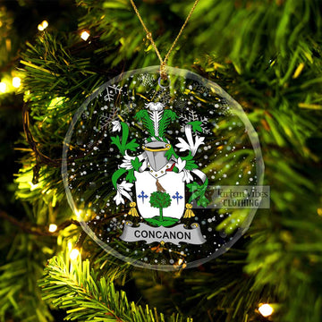 Concanon Irish Clan Christmas Glass Ornament with Coat of Arms