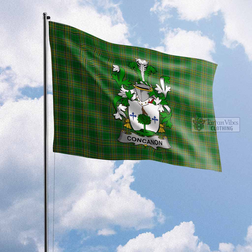 Tartan Vibes Clothing Concanon Irish Clan Flag with Coat of Arms