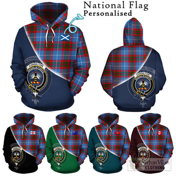 Congilton Tartan Hoodie with Personalised National Flag and Family Crest Half Style