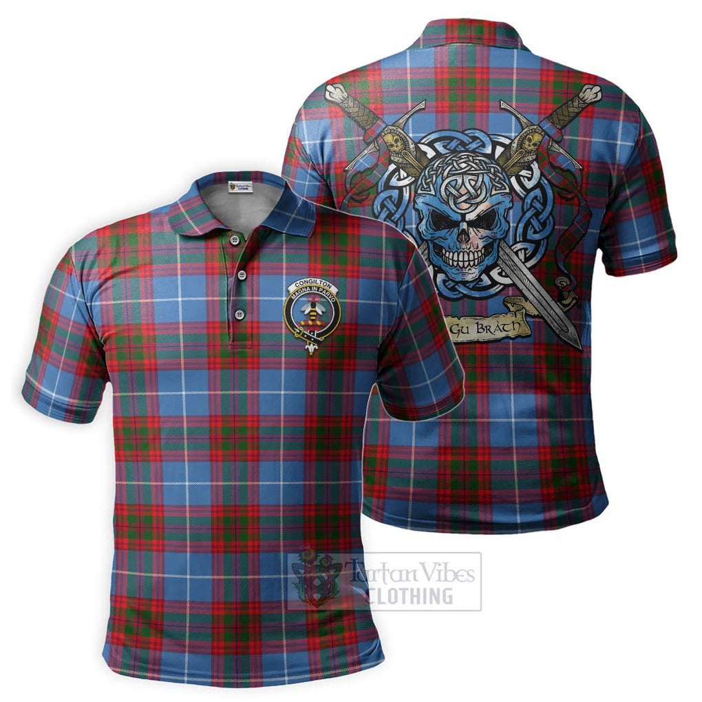 Congilton Tartan Polo Shirt with Family Crest Celtic Skull Style Kid - Tartan Vibes Clothing
