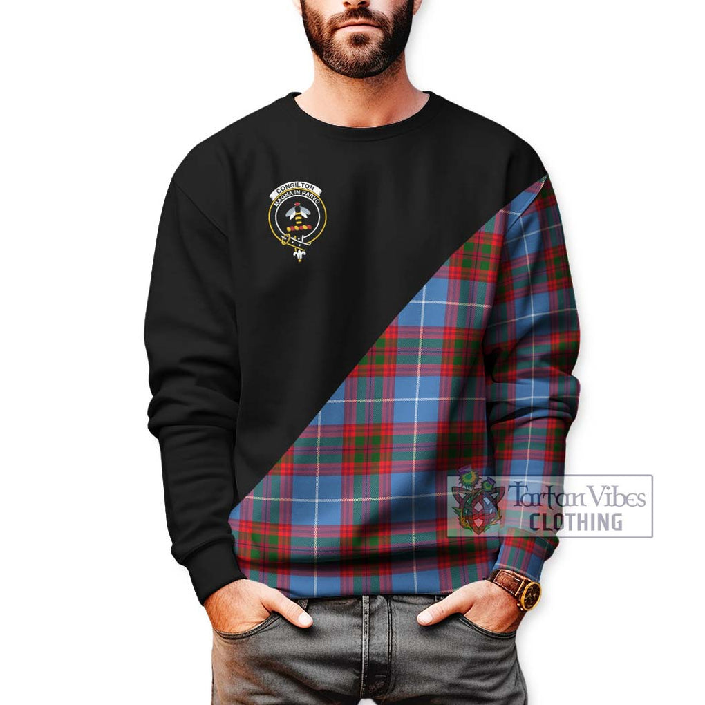 Congilton Tartan Sweatshirt with Family Crest and Military Logo Style Unisex - Tartanvibesclothing Shop