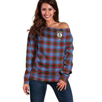 Congilton Tartan Off Shoulder Women Sweater with Family Crest Women - Tartan Vibes Clothing