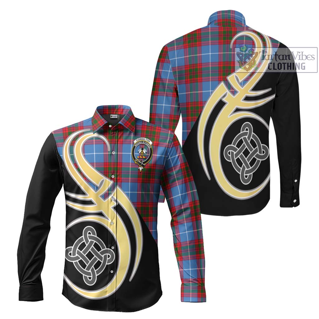 Congilton Tartan Long Sleeve Button Shirt with Family Crest and Celtic Symbol Style Men's Shirt S - Tartan Vibes Clothing