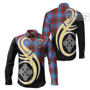 Congilton Tartan Long Sleeve Button Shirt with Family Crest and Celtic Symbol Style