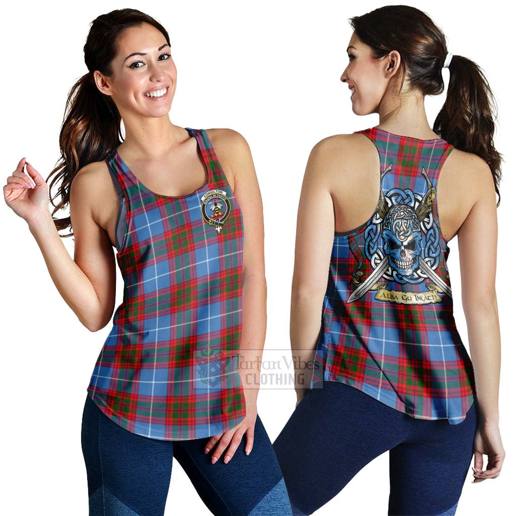 Congilton Tartan Women's Racerback Tanks with Family Crest Celtic Skull Style 4XL - Tartan Vibes Clothing