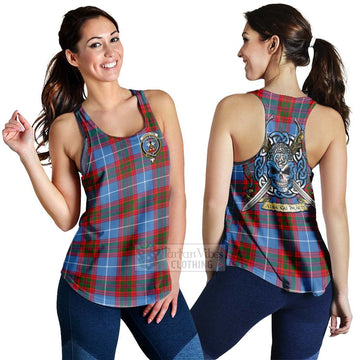 Congilton Tartan Women's Racerback Tanks with Family Crest Celtic Skull Style