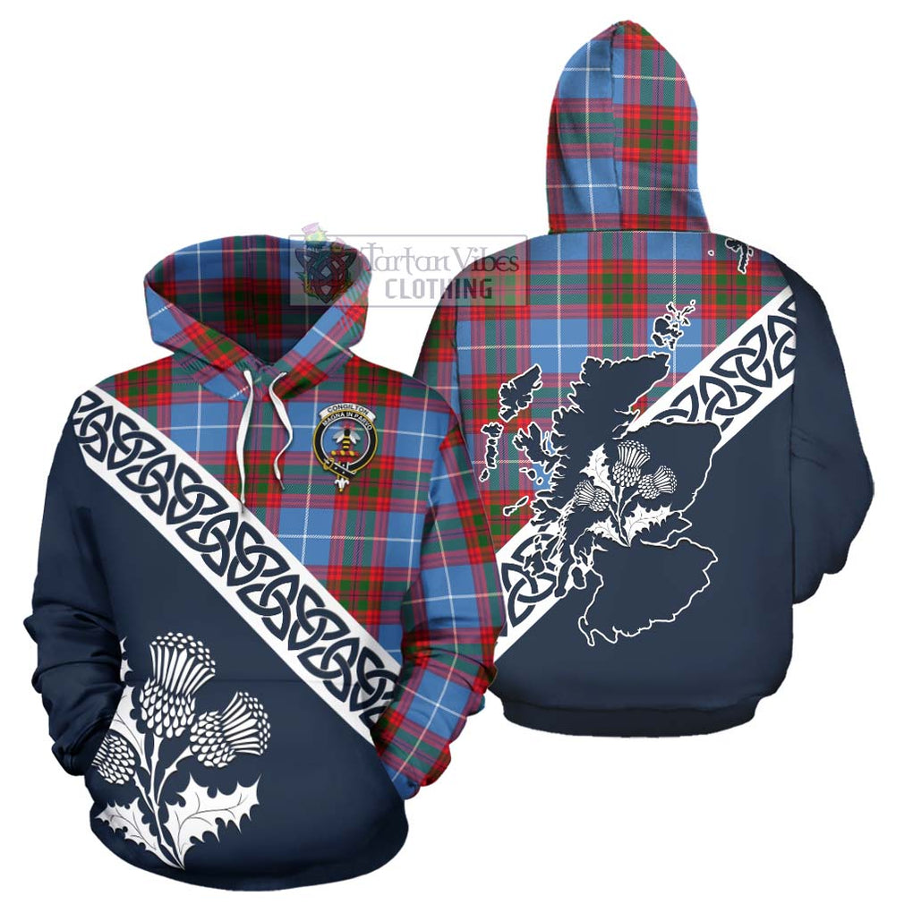 Tartan Vibes Clothing Congilton Tartan Hoodie Featuring Thistle and Scotland Map