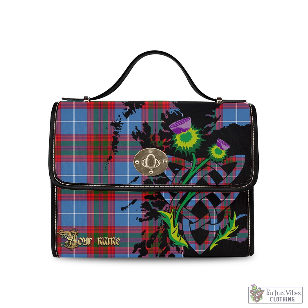 Tartan Vibes Clothing Congilton Tartan Waterproof Canvas Bag with Scotland Map and Thistle Celtic Accents