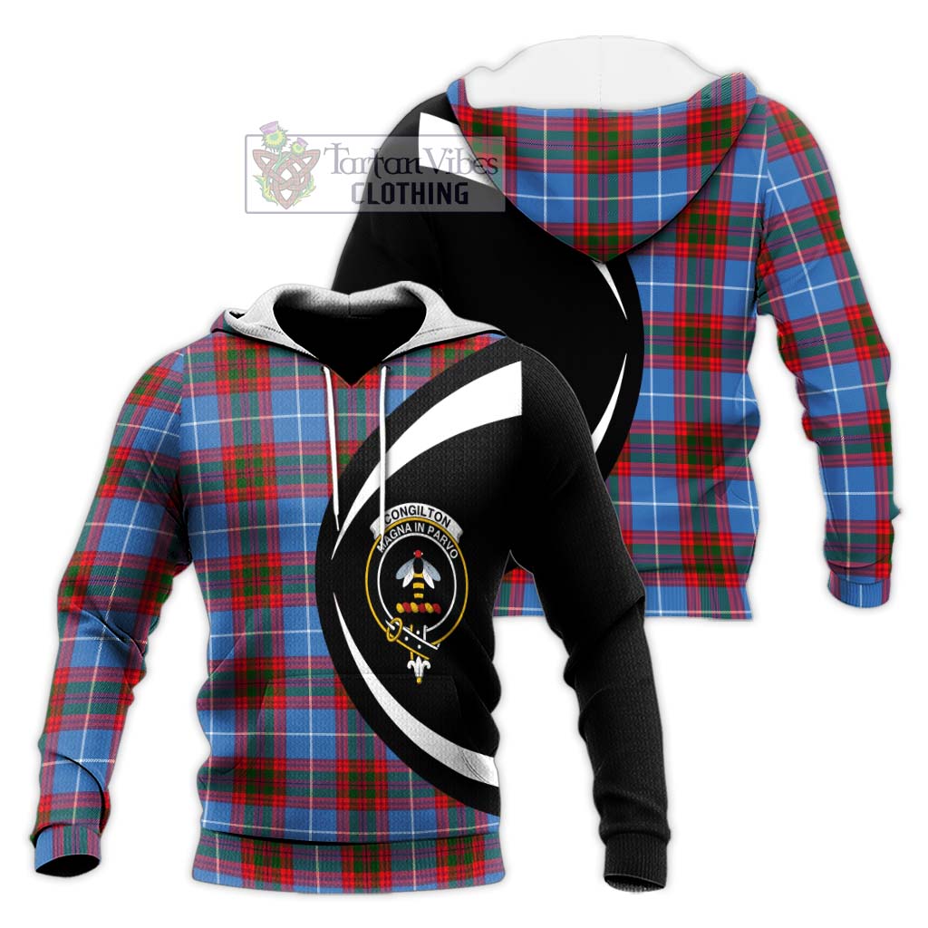 Congilton Tartan Knitted Hoodie with Family Crest Circle Style Unisex Knitted Pullover Hoodie - Tartan Vibes Clothing