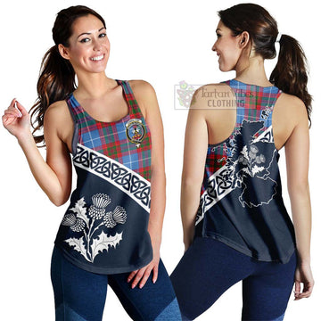 Congilton Tartan Women's Racerback Tanks Featuring Thistle and Scotland Map