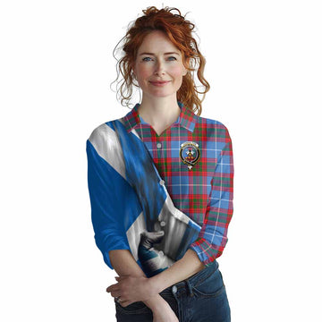 Congilton Tartan Women's Casual Shirt with Family Crest Scotland Patriotic Style