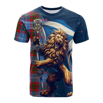 Congilton Tartan Family Crest Cotton T-shirt with Scottish Majestic Lion