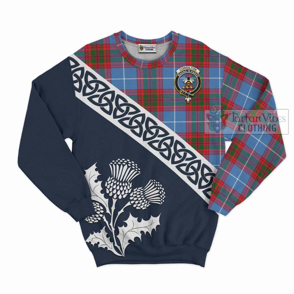 Tartan Vibes Clothing Congilton Tartan Sweatshirt Featuring Thistle and Scotland Map