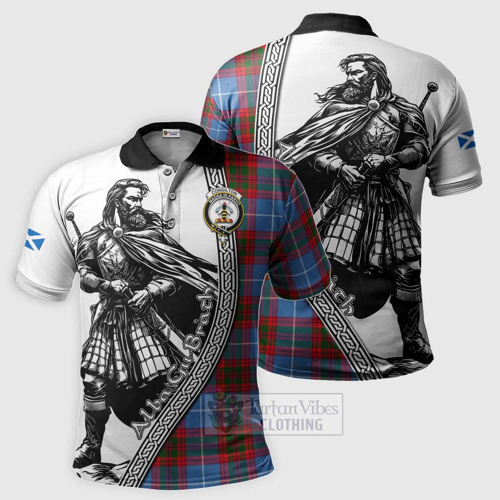 Tartan Vibes Clothing Congilton Tartan Clan Crest Polo Shirt with Highlander Warrior Celtic Style