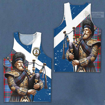 Congilton Tartan Men's Tank Top with Family Crest Scottish Bagpiper Vibes