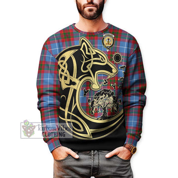 Congilton Tartan Sweatshirt with Family Crest Celtic Wolf Style