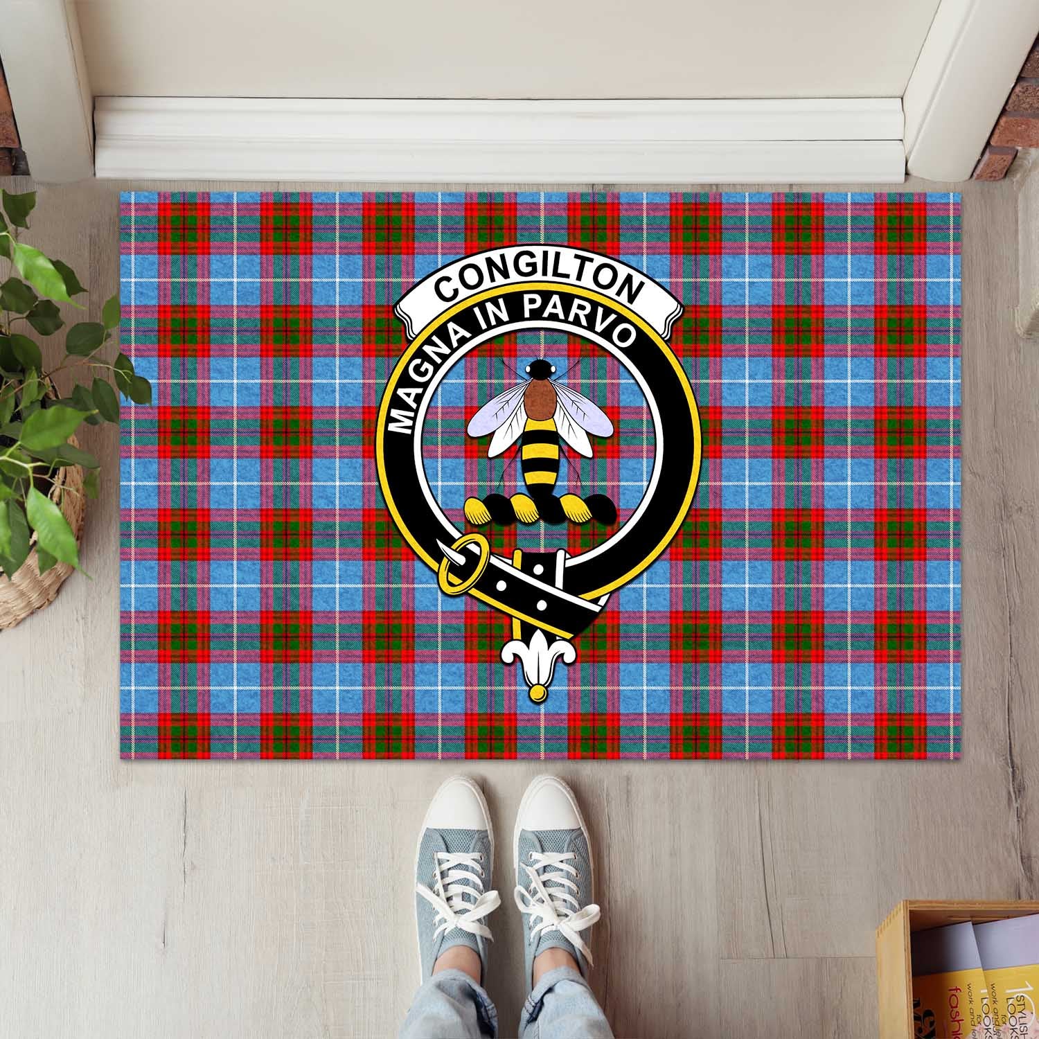 Congilton Tartan Door Mat with Family Crest - Tartanvibesclothing