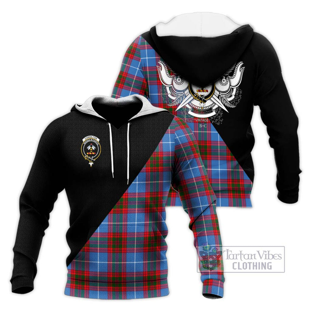 Congilton Tartan Knitted Hoodie with Family Crest and Military Logo Style Unisex Knitted Pullover Hoodie - Tartanvibesclothing Shop