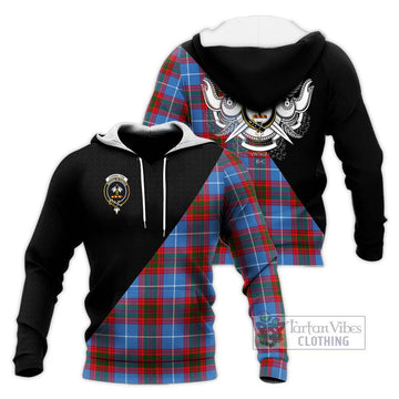 Congilton Tartan Knitted Hoodie with Family Crest and Military Logo Style