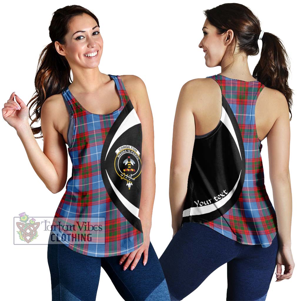 Congilton Tartan Women's Racerback Tanks with Family Crest Circle Style 4XL - Tartan Vibes Clothing