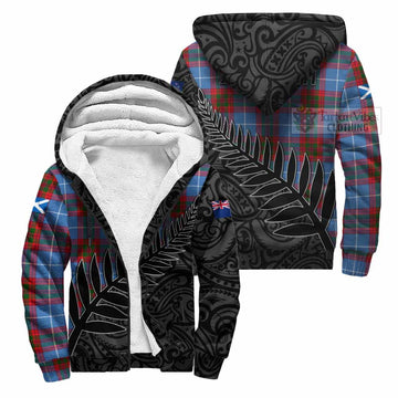 Congilton Crest Tartan Sherpa Hoodie with New Zealand Silver Fern Half Style