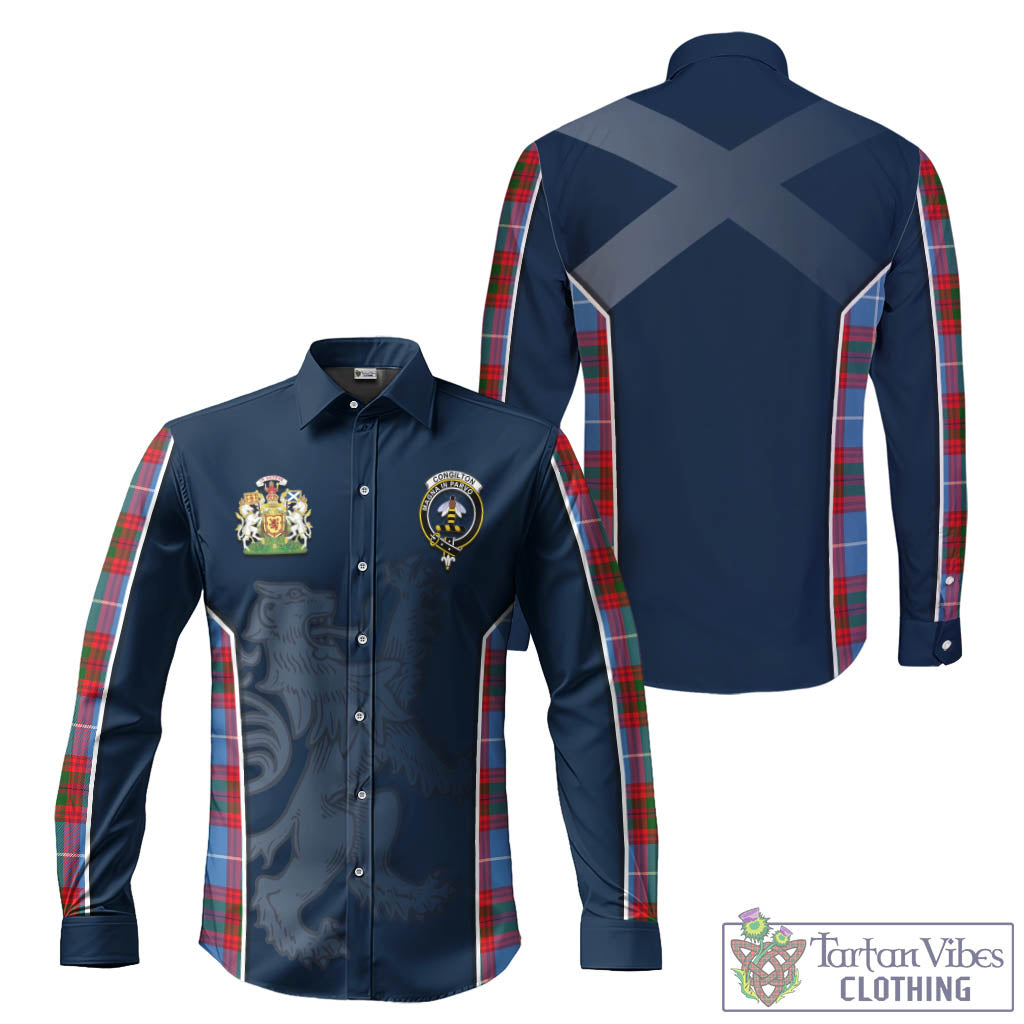 Tartan Vibes Clothing Congilton Tartan Long Sleeve Button Up Shirt with Family Crest and Lion Rampant Vibes Sport Style