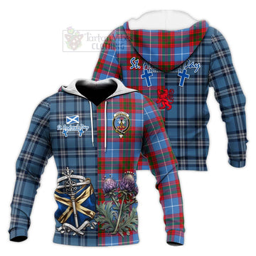 Congilton Tartan Knitted Hoodie Happy St. Andrew's Day Half Tartan Style