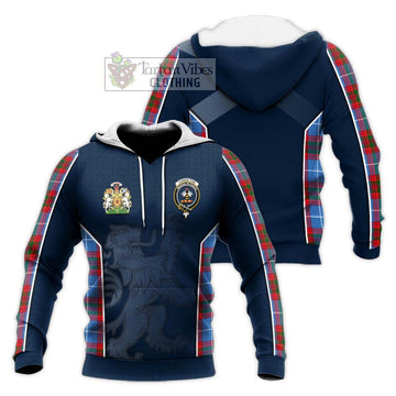 Congilton Tartan Knitted Hoodie with Family Crest and Lion Rampant Vibes Sport Style