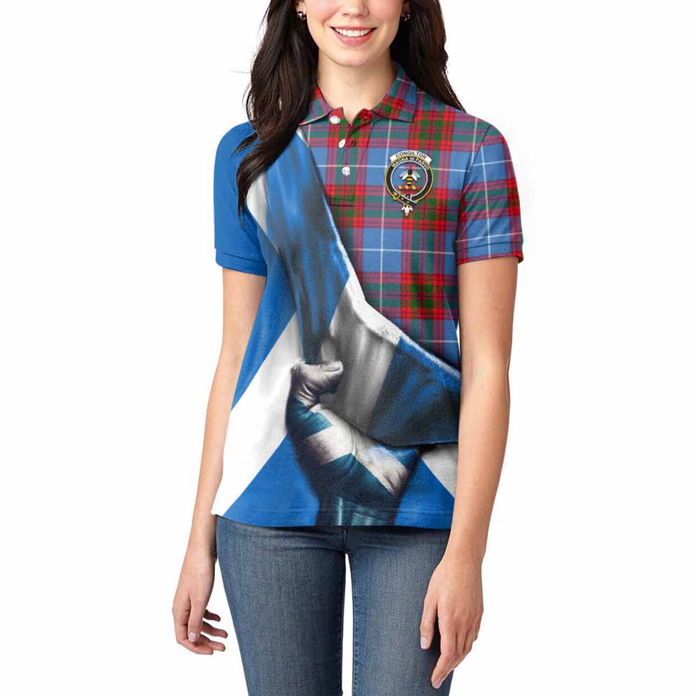 Tartan Vibes Clothing Congilton Tartan Women's Polo Shirt with Family Crest Scotland Patriotic Style