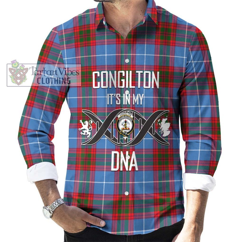 Congilton Tartan Long Sleeve Button Shirt with Family Crest DNA In Me Style Men's Shirt S - Tartanvibesclothing Shop