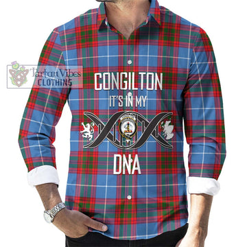 Congilton Tartan Long Sleeve Button Shirt with Family Crest DNA In Me Style