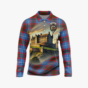 Congilton Tartan Family Crest Long Sleeve Polo Shirt with Scottish Ancient Castle Style Unisex - Tartan Vibes Clothing