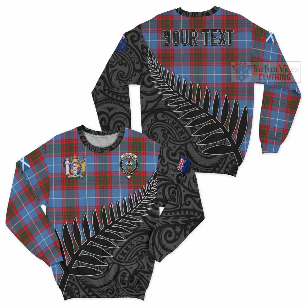 Tartan Vibes Clothing Congilton Crest Tartan Sweatshirt with New Zealand Silver Fern Half Style