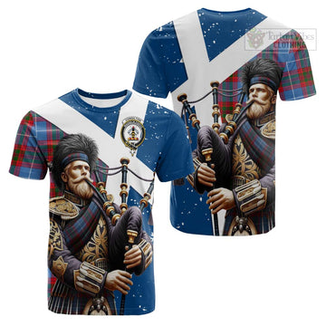 Congilton Tartan Cotton T-shirt with Family Crest Scottish Bagpiper Vibes