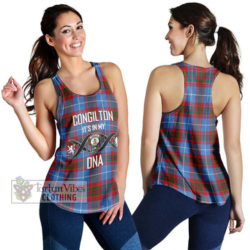 Congilton Tartan Women's Racerback Tanks with Family Crest DNA In Me Style