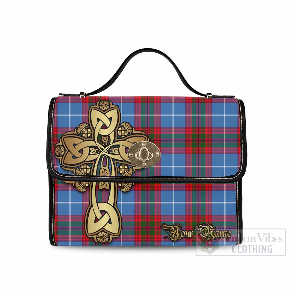 Tartan Vibes Clothing Congilton Tartan Waterproof Canvas Bag Golden Thistle Celtic Cross Style