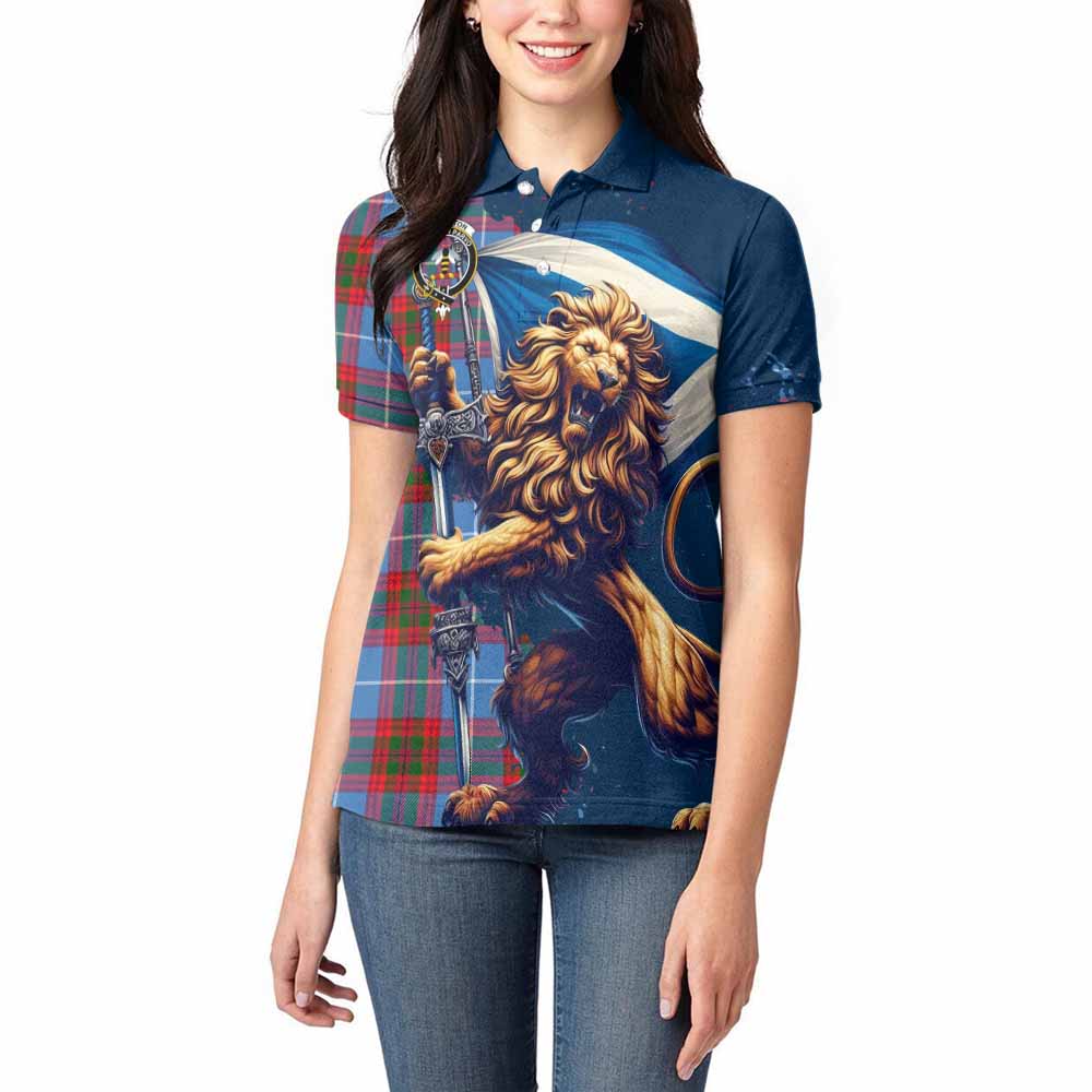 Tartan Vibes Clothing Congilton Tartan Family Crest Women's Polo Shirt with Scottish Majestic Lion