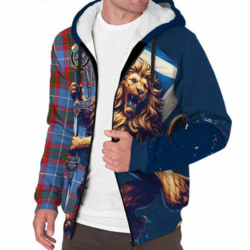 Congilton Tartan Family Crest Sherpa Hoodie with Scottish Majestic Lion