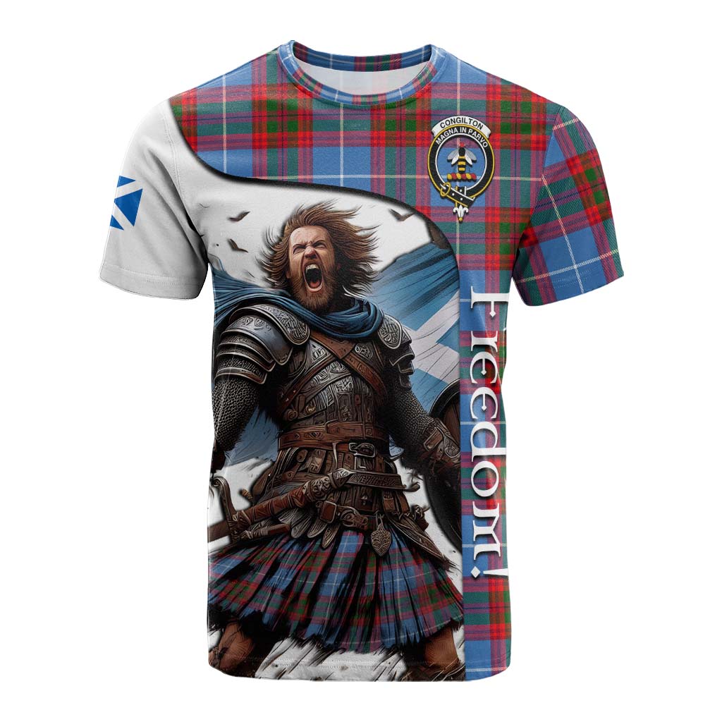 Tartan Vibes Clothing Congilton Crest Tartan Cotton T-shirt Inspired by the Freedom of Scottish Warrior