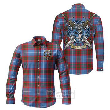 Congilton Tartan Long Sleeve Button Shirt with Family Crest Celtic Skull Style