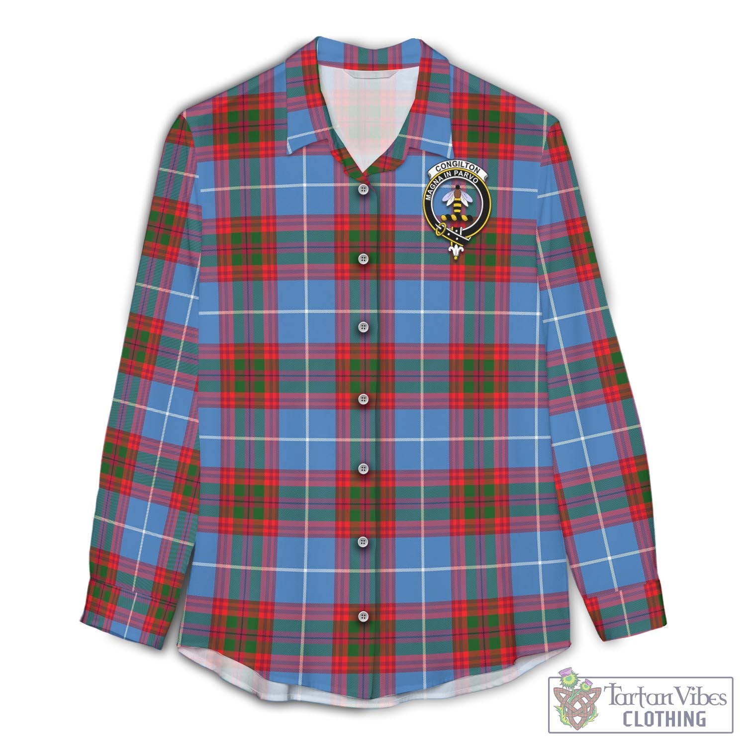 Tartan Vibes Clothing Congilton Tartan Womens Casual Shirt with Family Crest