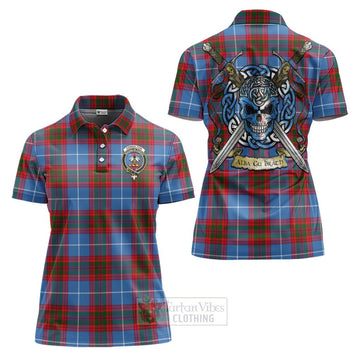 Congilton Tartan Women's Polo Shirt with Family Crest Celtic Skull Style