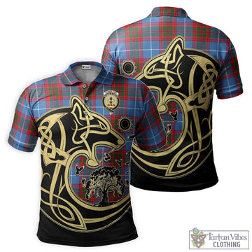 Congilton Tartan Polo Shirt with Family Crest Celtic Wolf Style