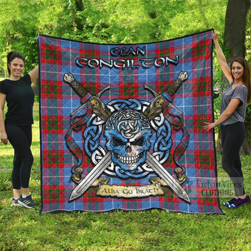 Congilton Tartan Quilt with Celtic Skull Alba Gu Brath Style