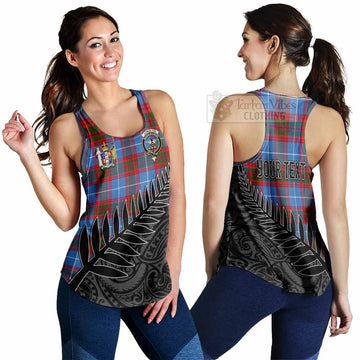 Congilton Crest Tartan Women's Racerback Tanks with New Zealand Silver Fern Half Style