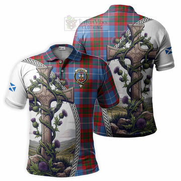 Congilton Tartan Polo Shirt with Family Crest and St. Andrew's Cross Accented by Thistle Vines