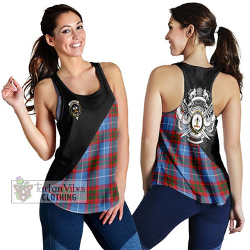 Congilton Tartan Women's Racerback Tanks with Family Crest and Military Logo Style